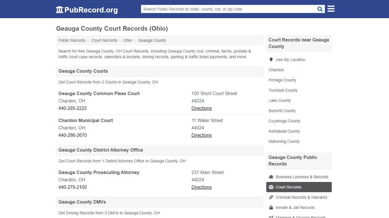 Free Geauga County Court Records (Ohio Court Records) - PubRecord.org